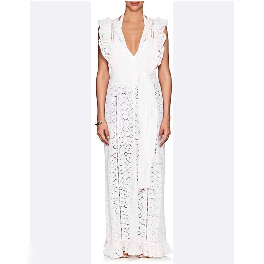 We Are Leone Ivory Eyelet Sleeveless Ruffle Cardigan Coverup